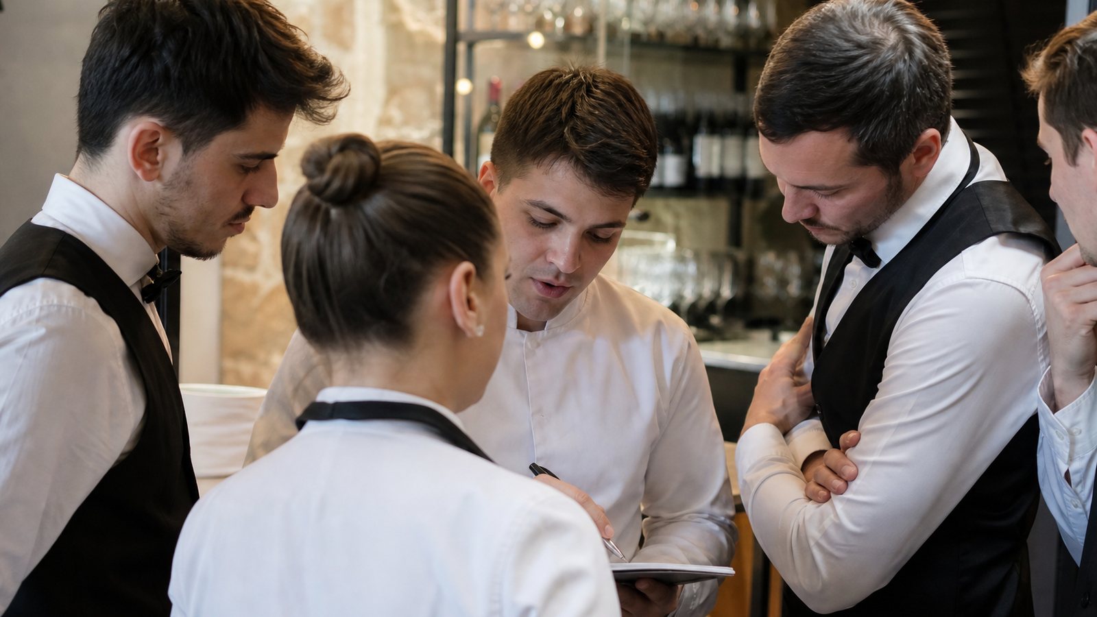 Planning d'équipe d'un restaurant détaillant les heures et les postes de chaque personne